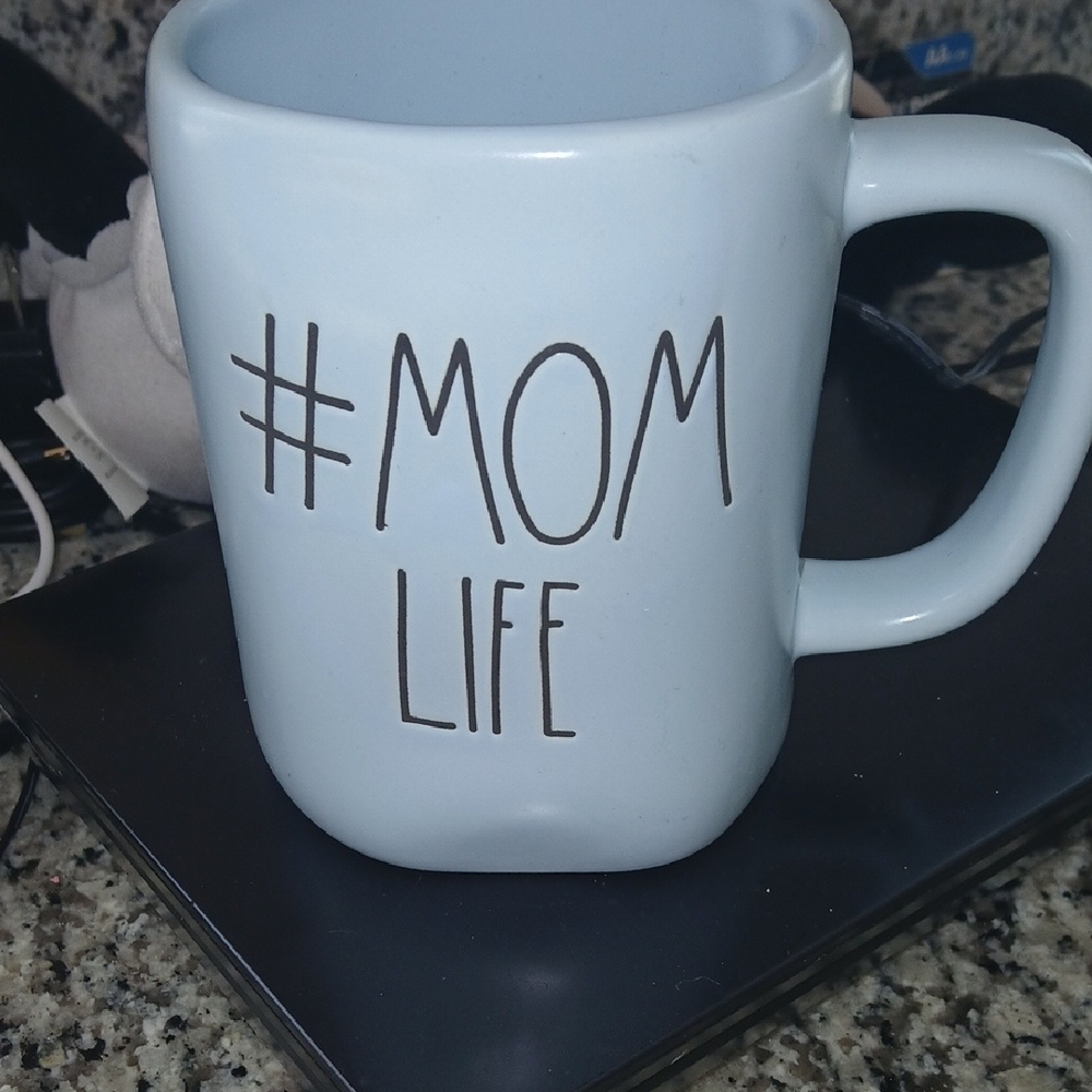 Rae Dunn Light Blue #MOM LIFE Ceramic Coffee Mug